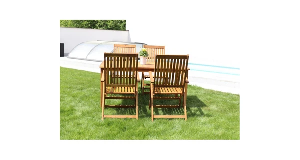 Luc stůl + polohovací židle Viet - akácie (1x stůl + 4x židle)