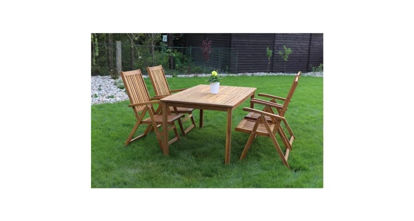 Luc stůl + polohovací židle Viet - akácie (1x stůl + 4x židle)