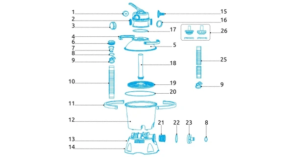 Nádoba - spodní díl pro filtraci ProStar 2 m3/h - modrá