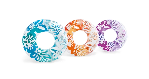 Nafukovací kruh 91 cm - květinové vzory, fialová