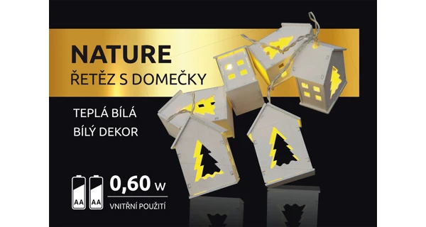 Nature řetěz s domečky 10 LED - bílý