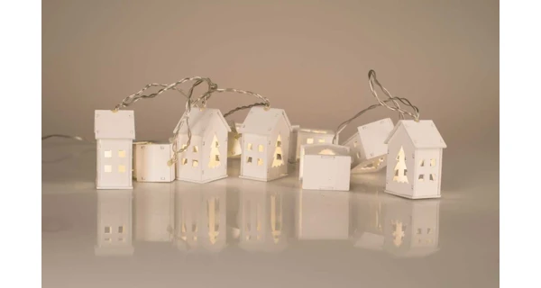 Nature řetěz s domečky 10 LED - bílý