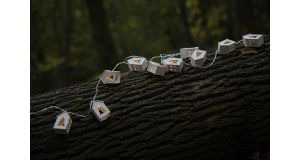 Nature řetěz s domečky 10 LED - bílý