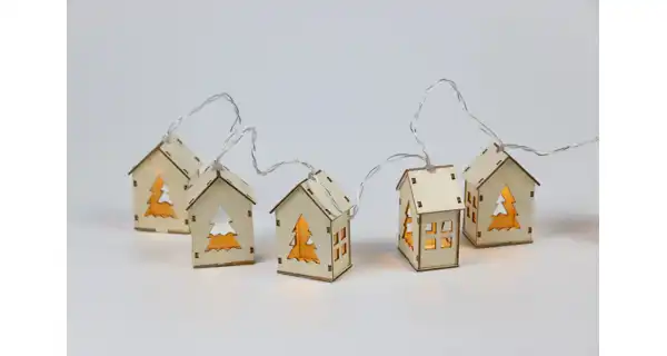 Nature řetěz s domečky 10 LED - přírodní