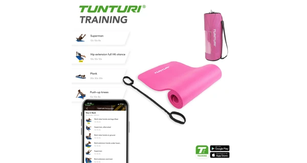 Podložka na cvičení TUNTURI s obalem, růžová