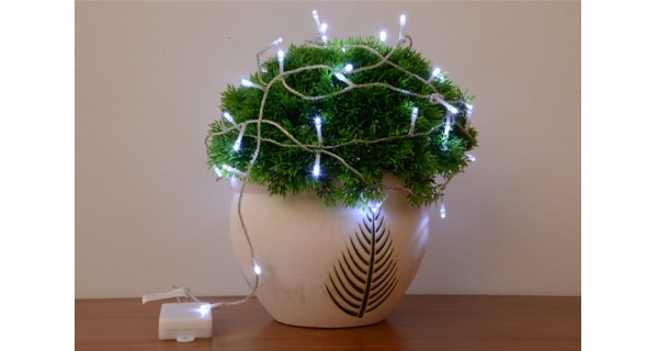 Řetěz 10 m - 100 LED - studená bílá - spínač