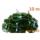 Řetěz 10 m - 100 LED - studená bílá - spínač