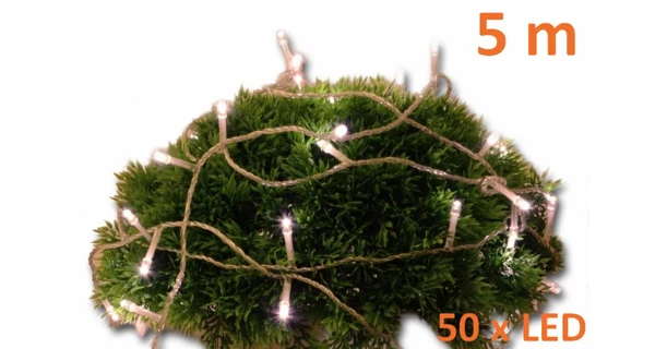 Řetěz 5 m - 50 LED - teplá bílá - spínač