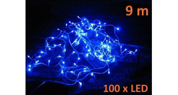 Řetěz 9 m - 100 LED - modrá