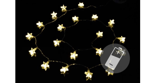 Řetěz LED - hvězdy - teplá bílá