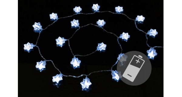 Řetěz LED - vločky - studená bílá