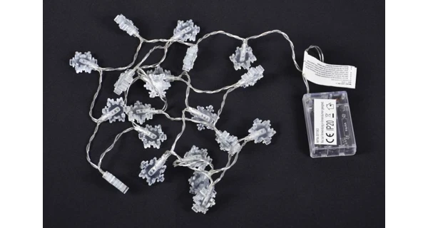 Řetěz LED - vločky - teplá bílá