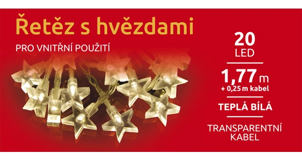 Řetěz s hvězdami 20 LED