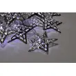 Řetěz stříbrné hvězdy - 10 LED - studená bílá