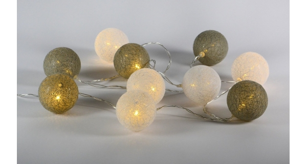 Řetěz tkané koule 10 LED - teplá bílá