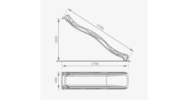 Skluzavka s přípojkou na vodu červená 2,20 m