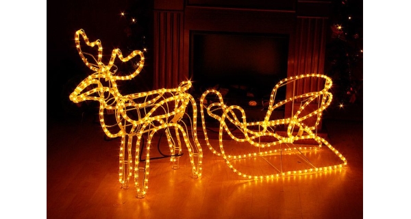 Sob LED se saněmi - teplá bílá