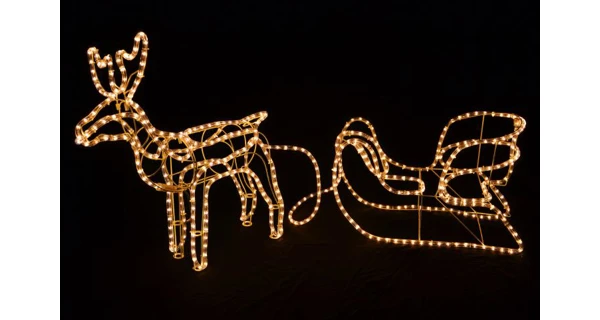 Sob LED se saněmi - teplá bílá