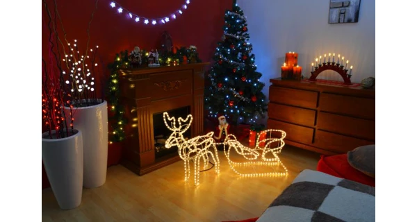 Sob LED se saněmi - teplá bílá