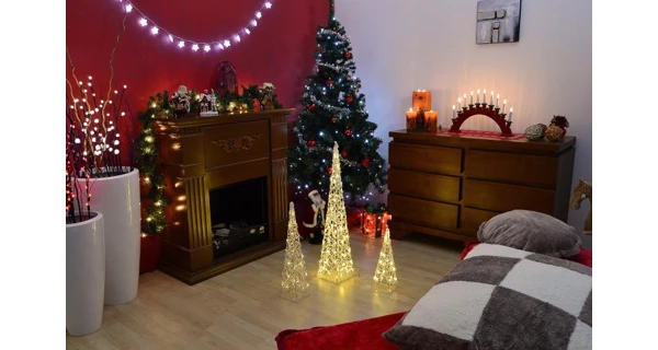 Stromek abstraktní - 90 cm - akryl - teplá bílá