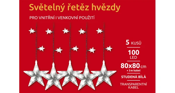 Světelné hvězdy 100 LED - studená bílá
