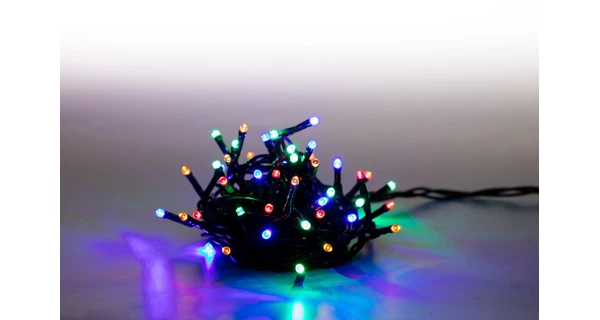 Světelný řetěz 100 LED - barevná - zelená - mód
