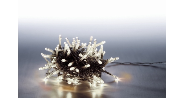 Světelný řetěz 100 LED - studená bílá - transparent - mód