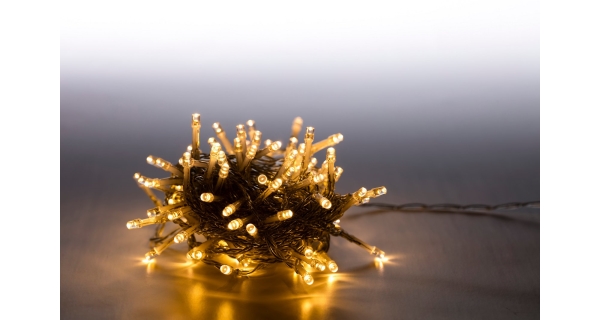 Světelný řetěz 100 LED - teplá bílá - transparent - mód