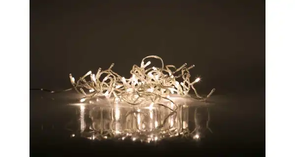 Světelný řetěz 100 LED - teplá bílá - transparent - mód