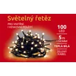 Světelný řetěz 100 LED - teplá bílá - zelená