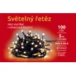Světelný řetěz 100 LED - teplá bílá - zelená - mód