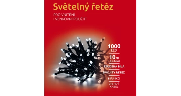 Světelný řetěz 1000 LED dvojitý