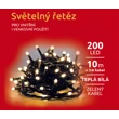 Světelný řetěz 200 LED - teplá bílá