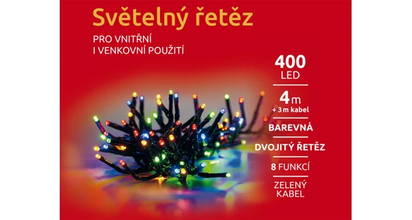Světelný řetěz 400 LED dvojitý - barevná
