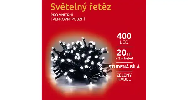 Světelný řetěz 400 LED - studená bílá