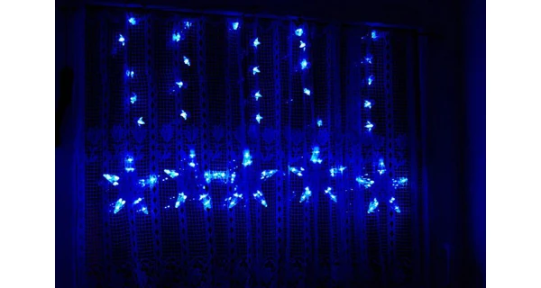 Světelný závěs - 100 LED - modré hvězdy