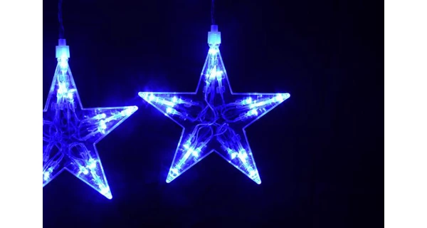 Světelný závěs - 100 LED - modré hvězdy