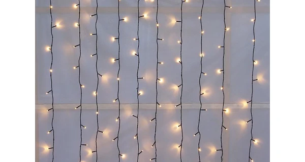 Světelný závěs dvojitý - 200 LED - teplá bílá (napájení)