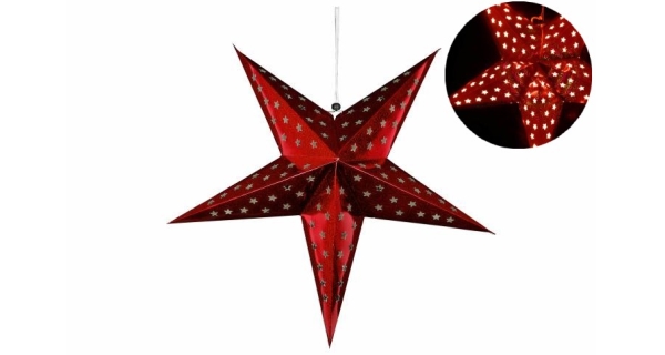 Svítící hvězda 10 LED - červená