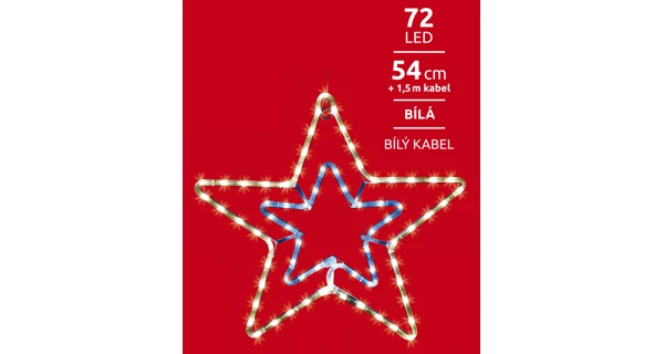 Svítící hvězda 72 LED