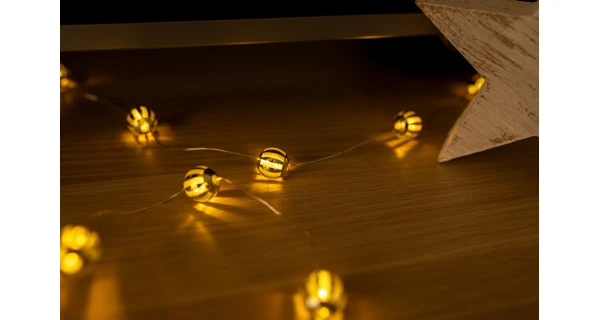 Svítící struna 20 LED - zlaté kuličky