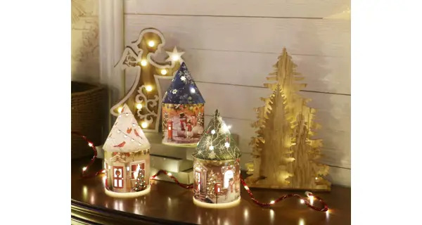 Svítící vánoční domeček 5 LED - modrá