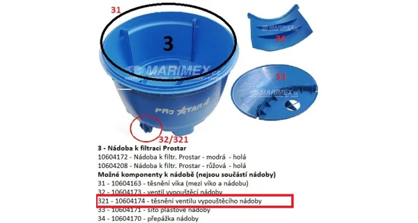 Těsnění vypouštěcího šroubu nádoby Prostar - 321