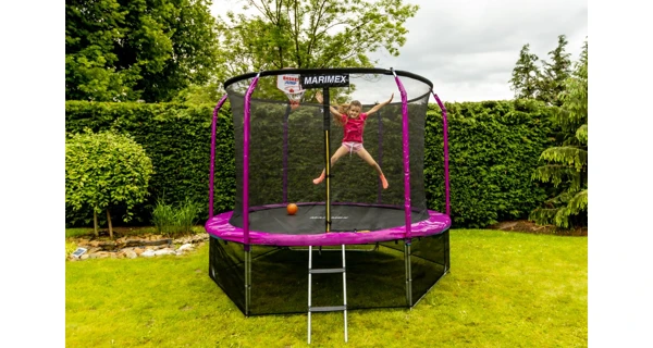 Trampolína Marimex 305 cm růžová + vnitřní ochranná síť + schůdky ZDARMA