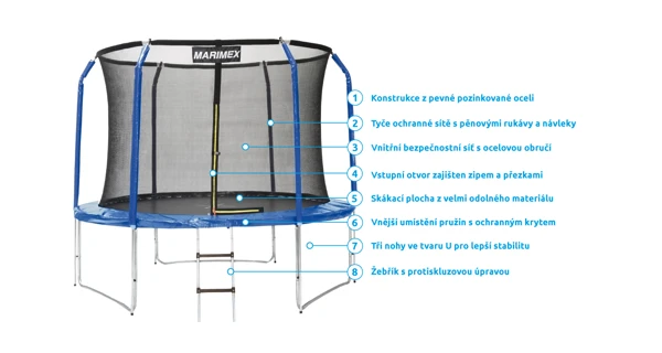 Trampolína Marimex 305 cm + vnitřní ochranná síť + schůdky ZDARMA (Náhradní obal)