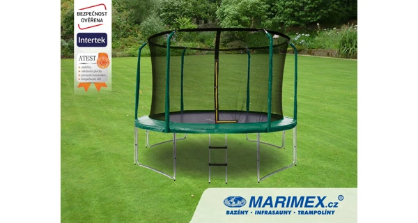 Trampolína Marimex 366 cm + vnitřní ochranná síť + schůdky ZDARMA (zelená)