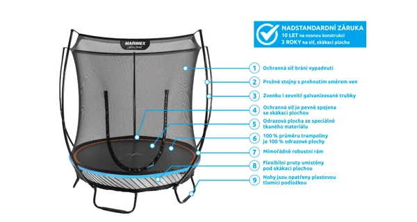 Trampolína Marimex FreeJump 183 cm + ochranná síť a kotvicí sada ZDARMA