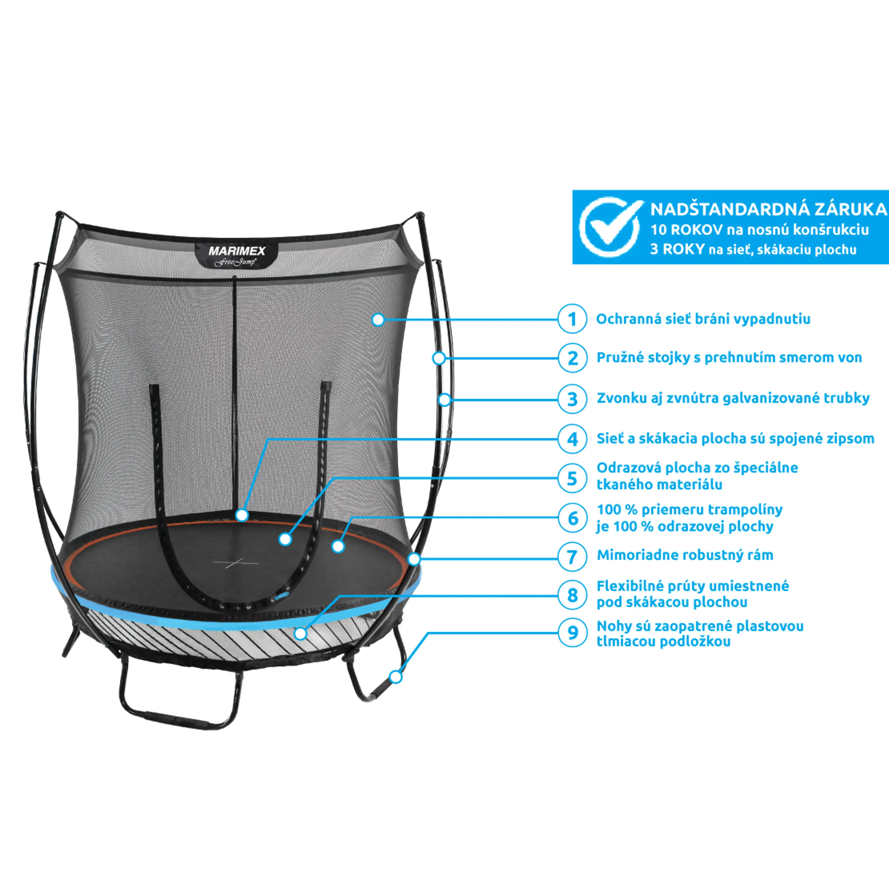 Marimex | Trampolína Marimex FreeJump 183 cm + ochranná síť a kotvicí sada ZDARMA | 19000106 Obrázek