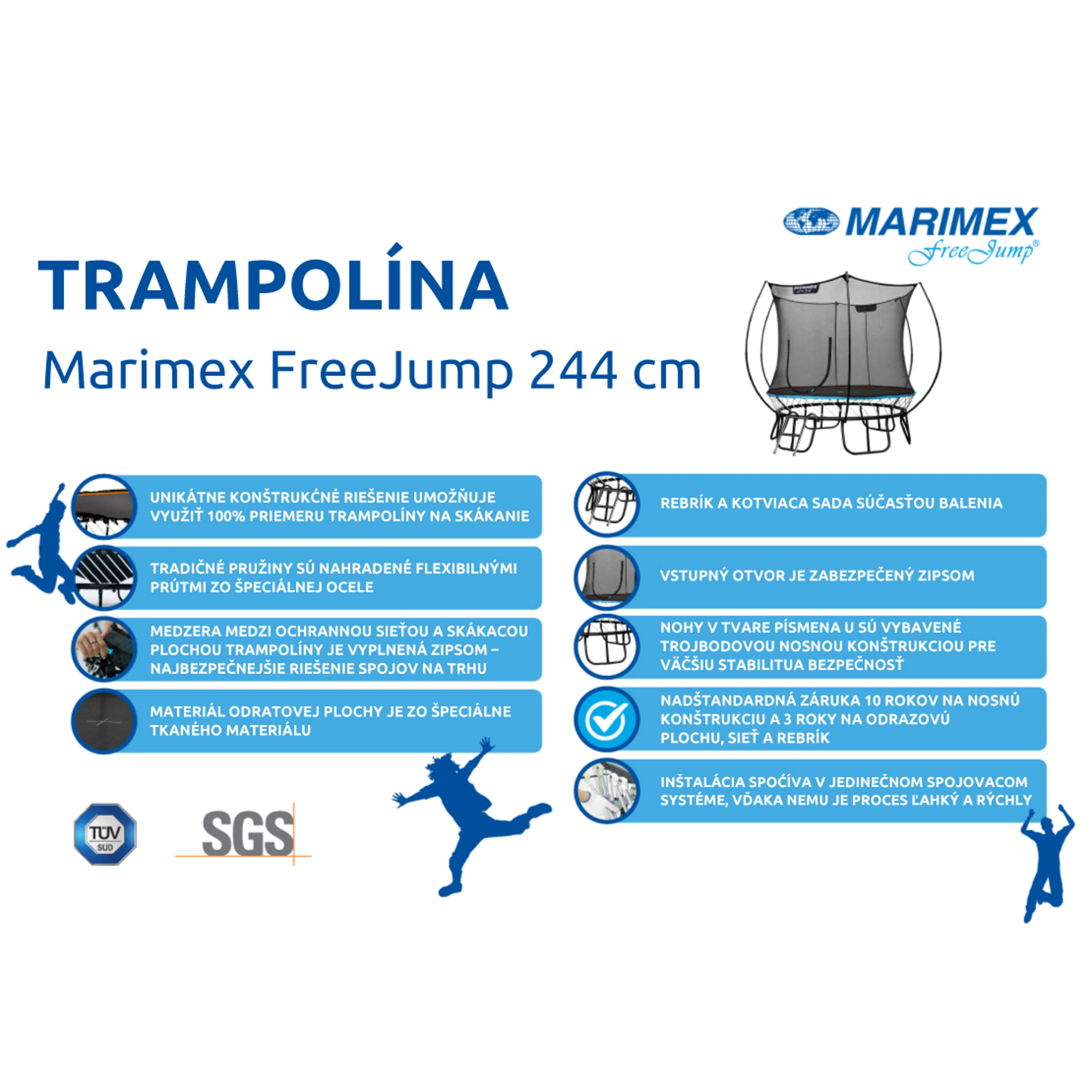 Marimex | Trampolína Marimex FreeJump 244 cm + ochranná síť + schůdky + kotvicí sada ZDARMA | 19000107 Obrázek