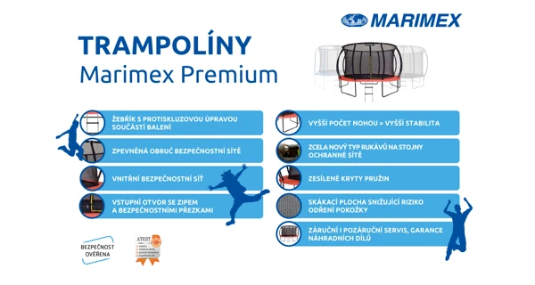 Trampolína Marimex Premium 305 cm + vnitřní ochranná síť + schůdky ZDARMA (náhradní obal)